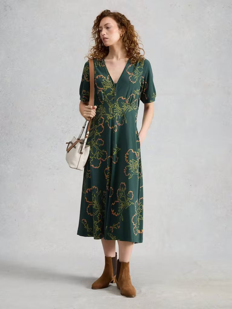 White Stuff - Megan Jersey Dress - Green multi