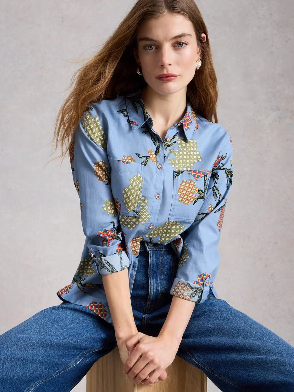 White Stuff - Sophie Collared Organic Cotton Long Sleeve Shirt