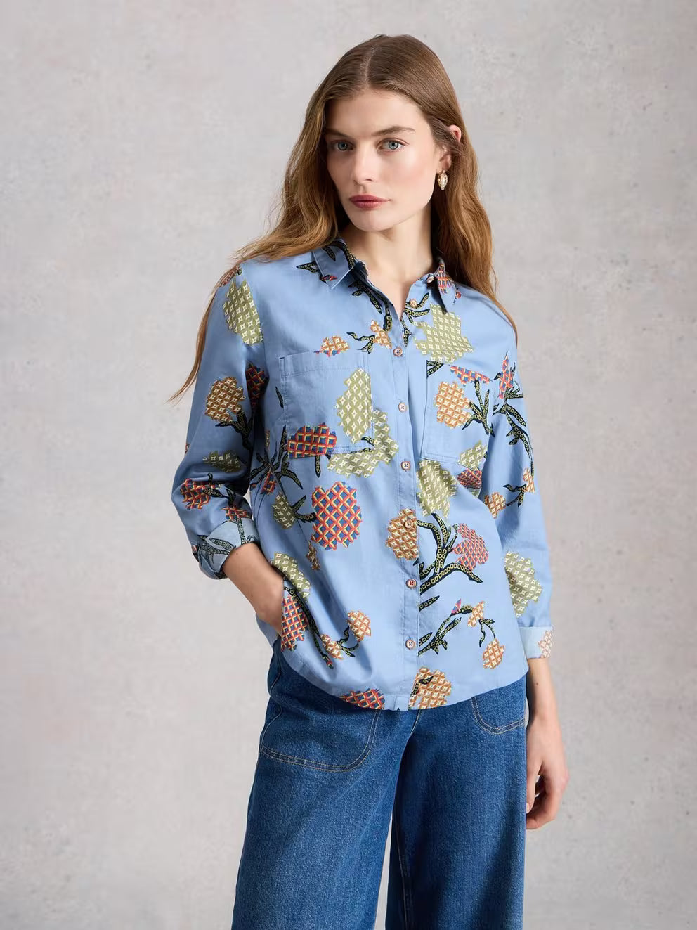 White Stuff - Sophie Collared Organic Cotton Long Sleeve Shirt