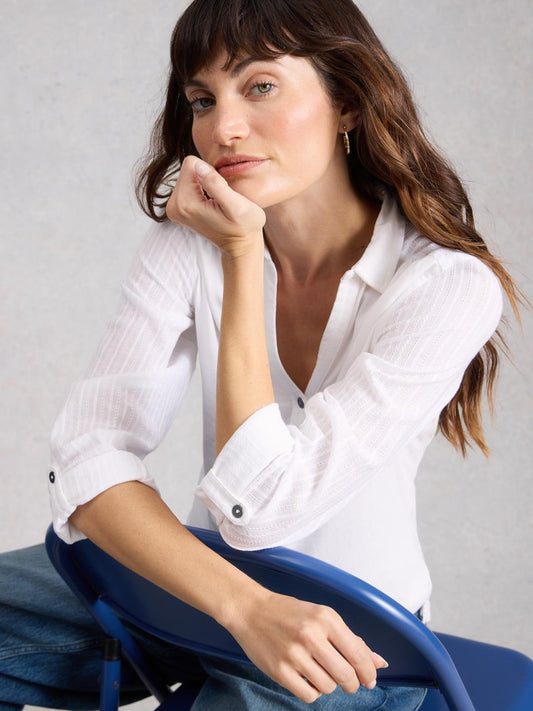 White Stuff - Annie jersey shirt - Bril White