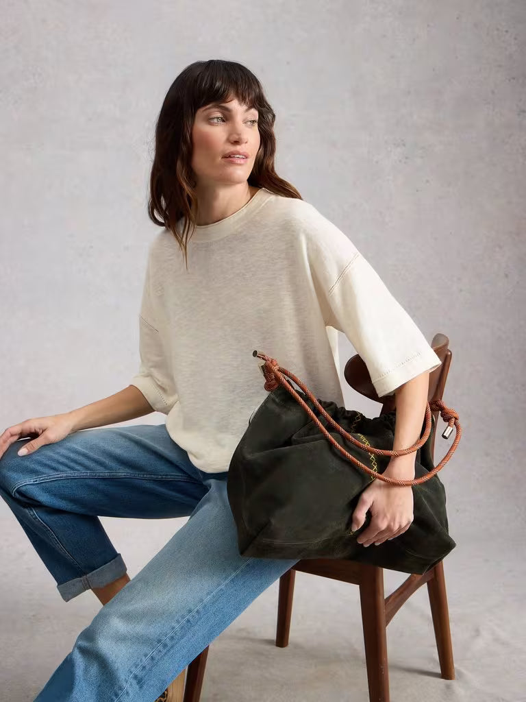 White Stuff - Kate Linen top - Natural white