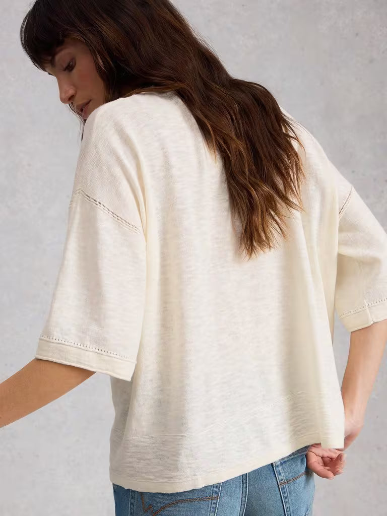 White Stuff - Kate Linen top - Natural white