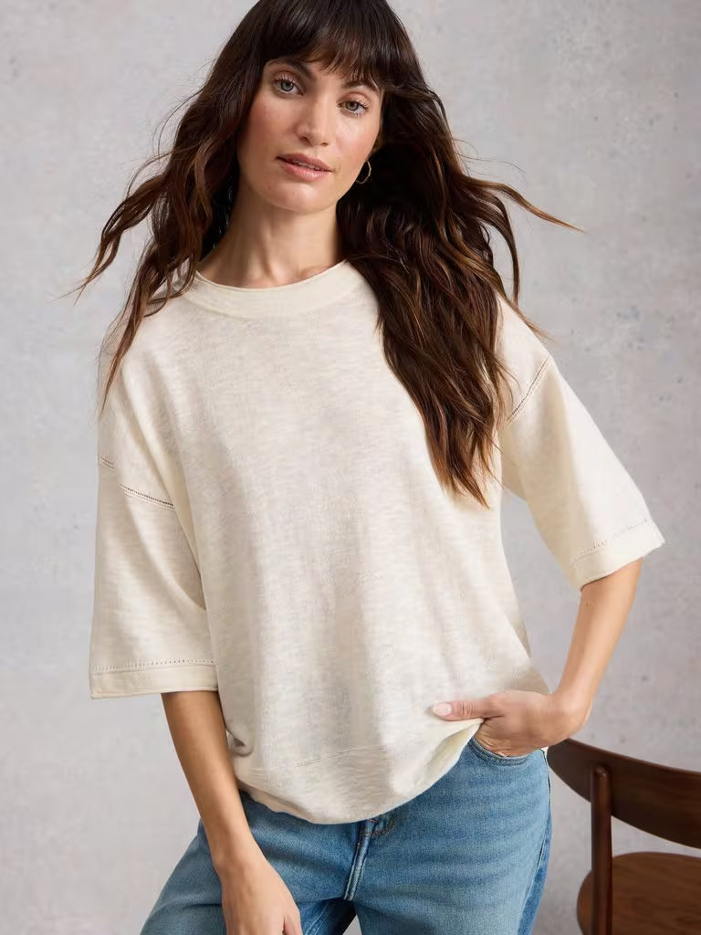 White Stuff - Kate Linen top - Natural white