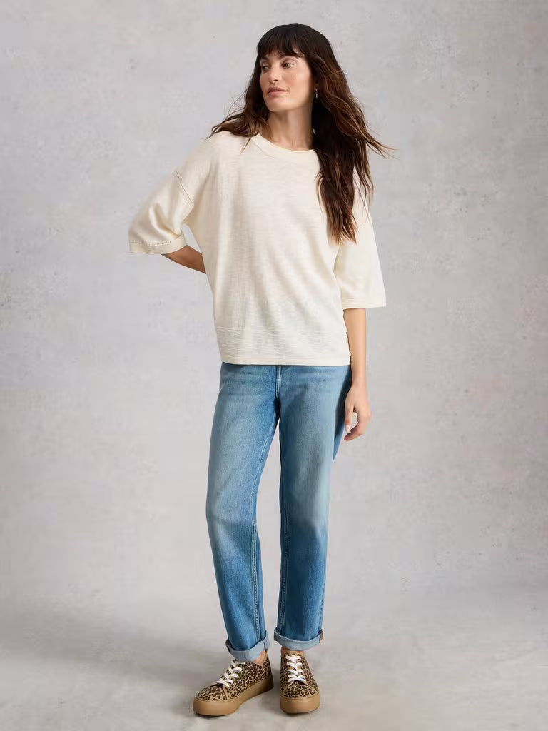 White Stuff - Kate Linen top - Natural white