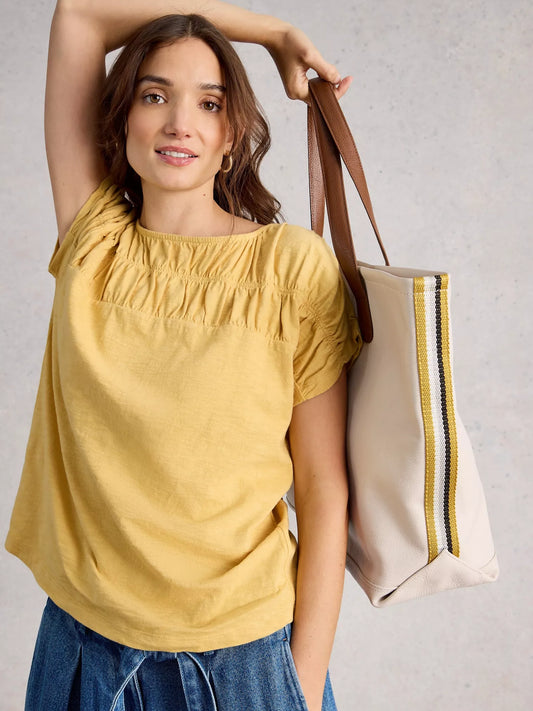 White Stuff - Rachel Ruched tee - Yellow