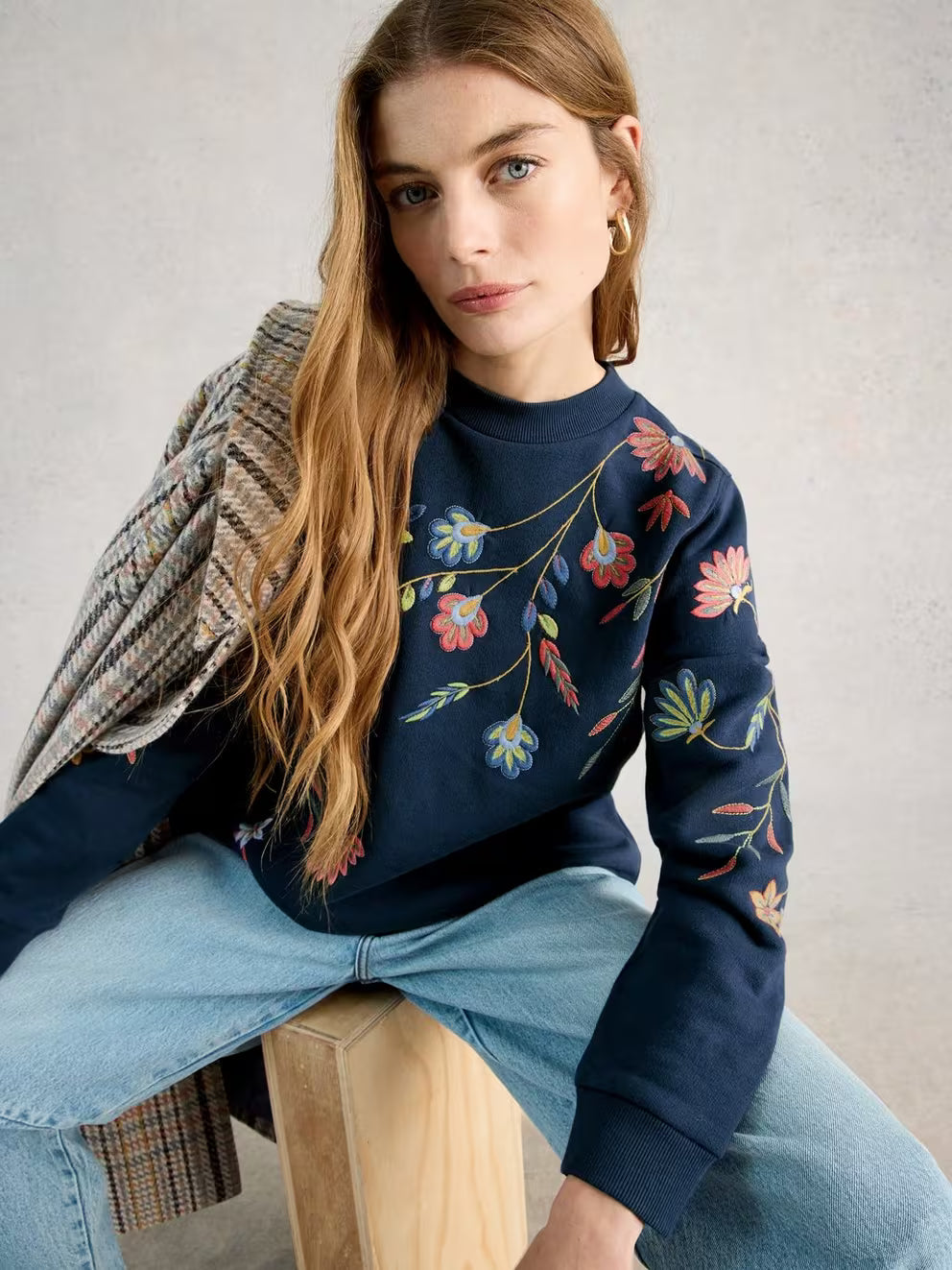 White Stuff - Floral embroidered sweatshirt