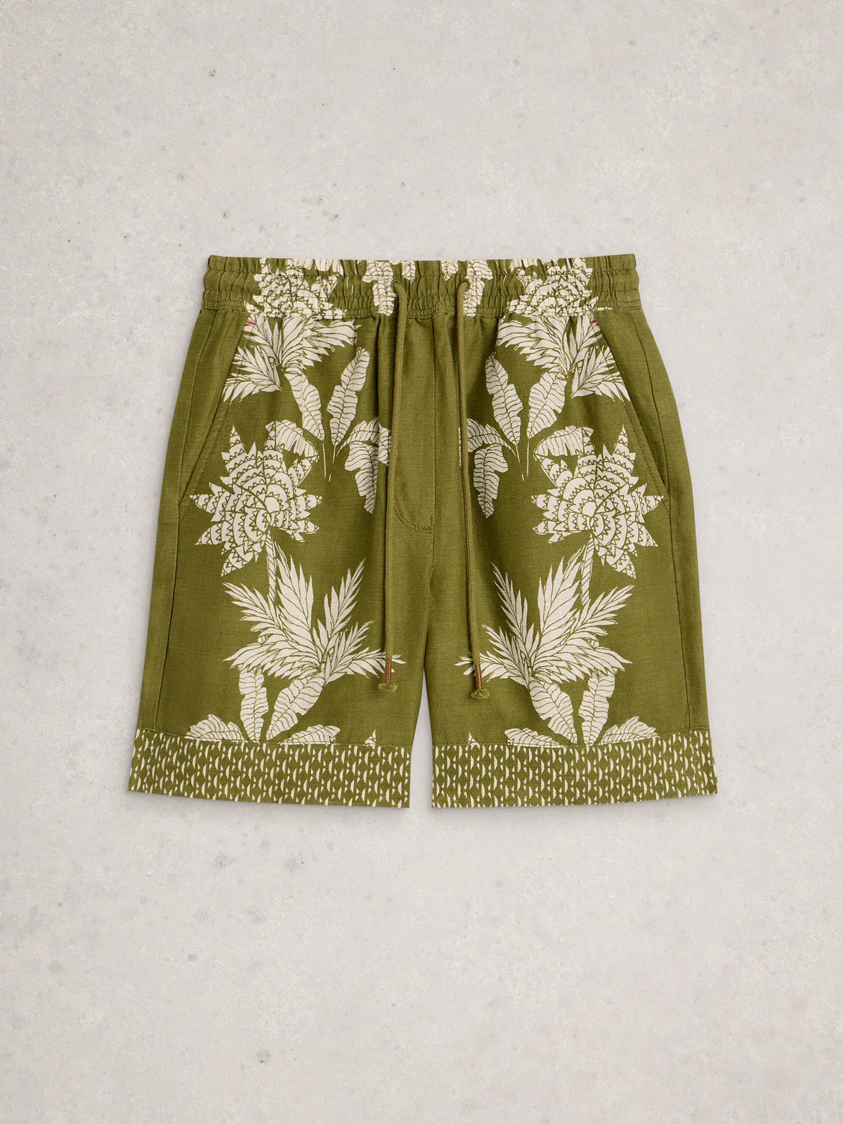 White Stuff - Belle linen short - green print