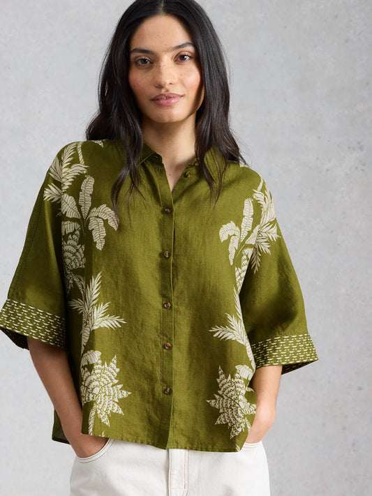 White Stuff - Cassie linen shirt - green
