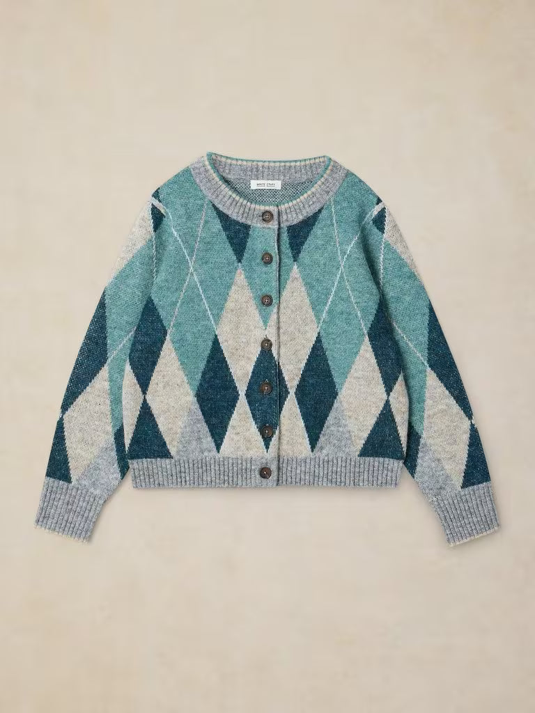 White Stuff - Argyle Check cardi - Blue multi