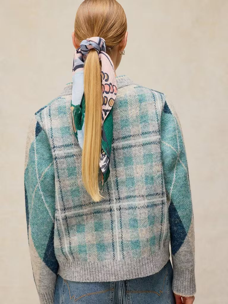 White Stuff - Argyle Check cardi - Blue multi