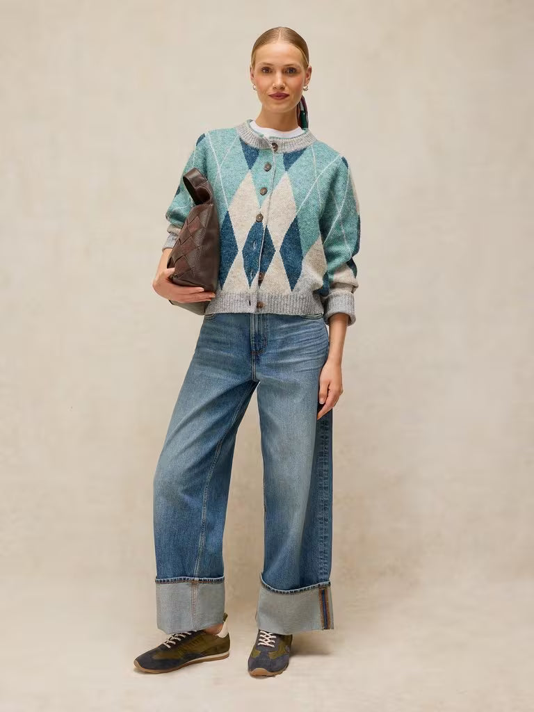 White Stuff - Argyle Check cardi - Blue multi