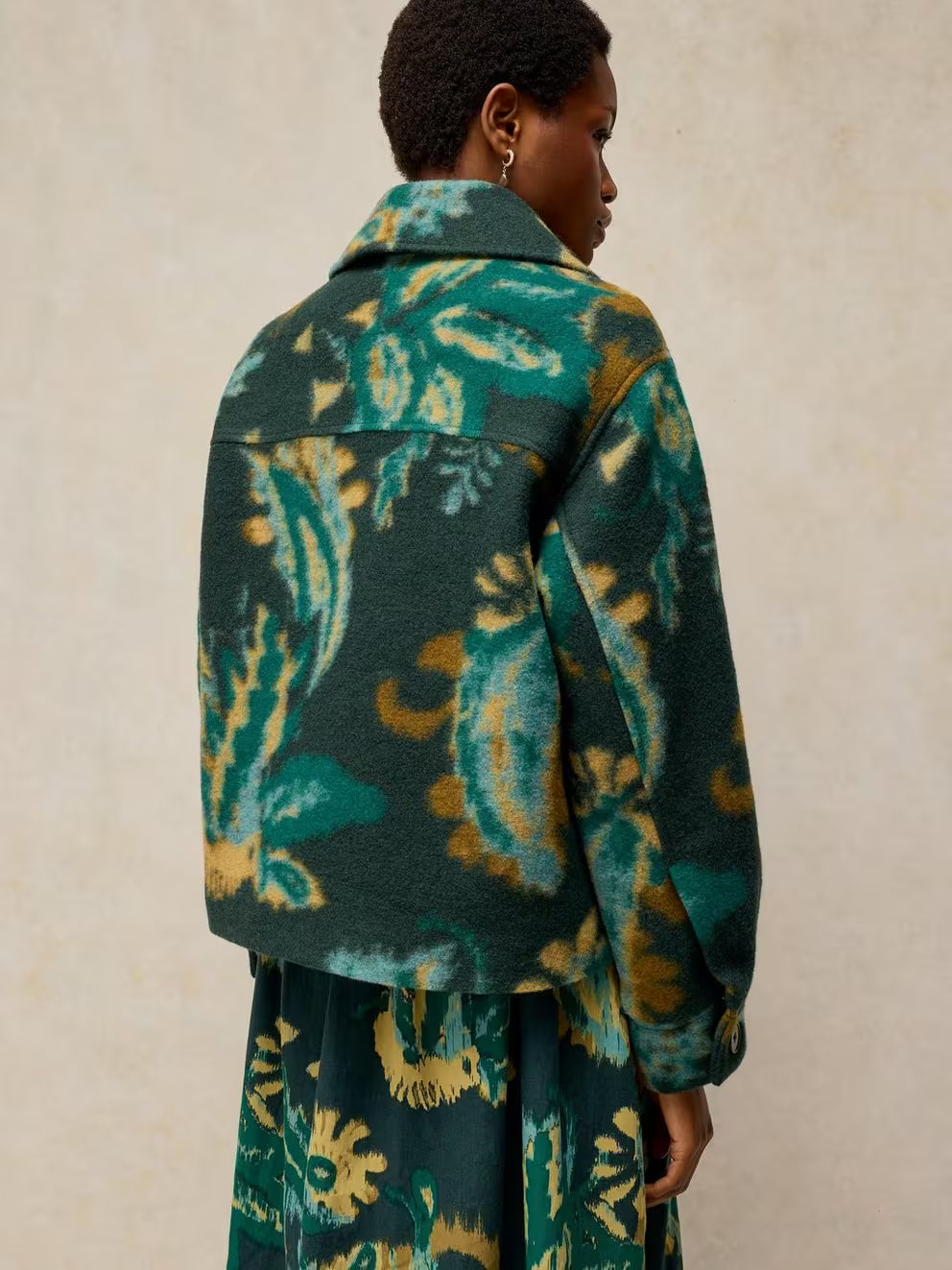 White Stuff - Alexa wool blend jacket - Green Multi