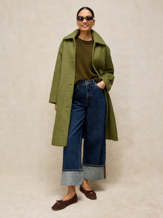 White Stuff - Kelsey wood blend coat - mid green