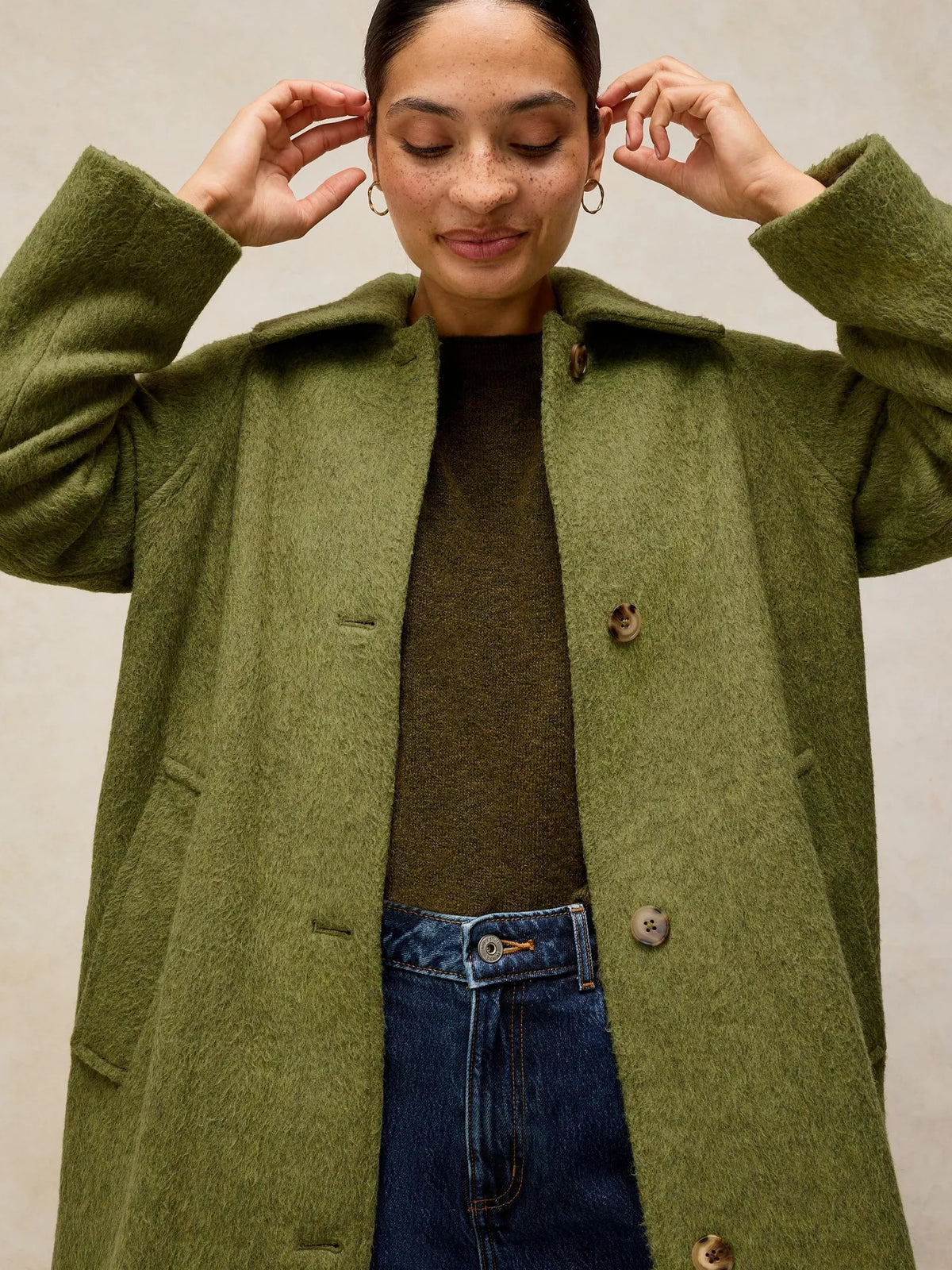 White Stuff - Kelsey wood blend coat - mid green