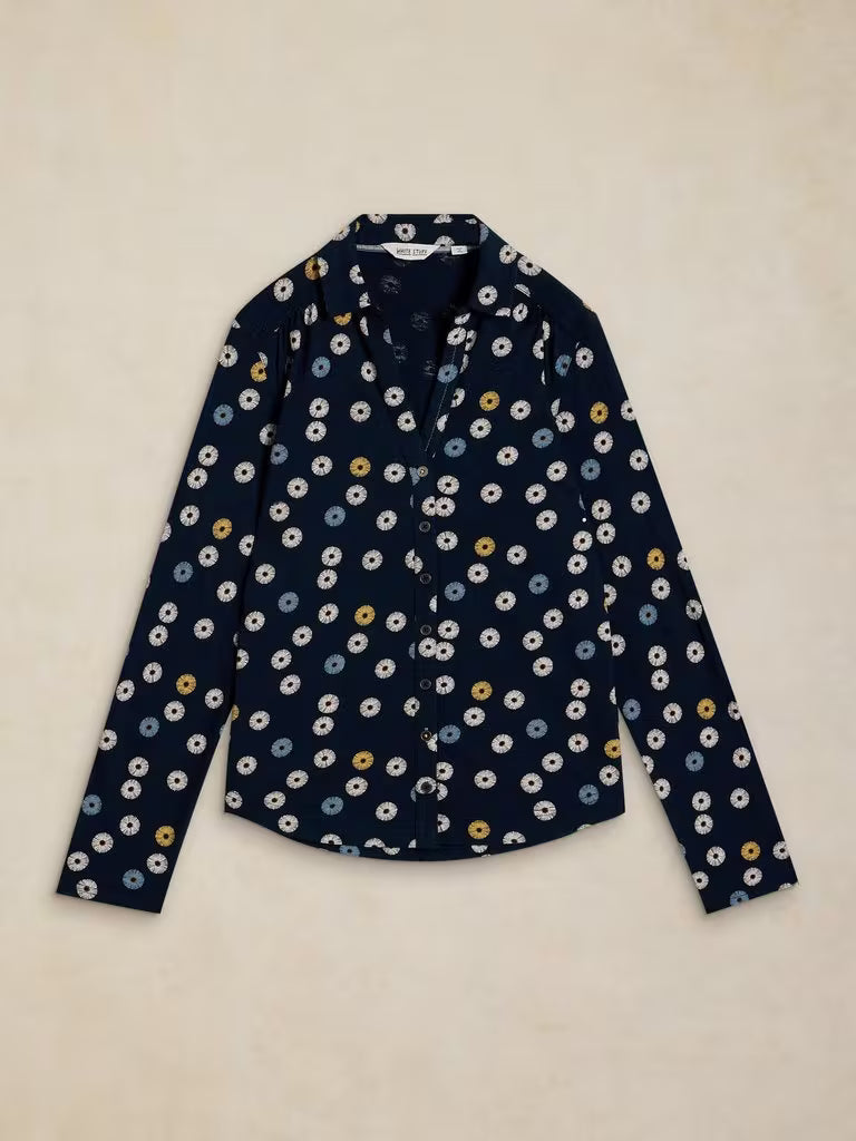 White Stuff - Annie Jersey Shirt - Navy print