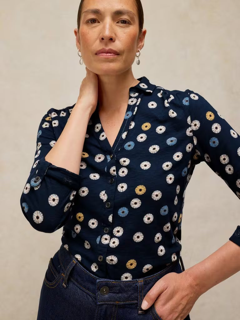White Stuff - Annie Jersey Shirt - Navy print