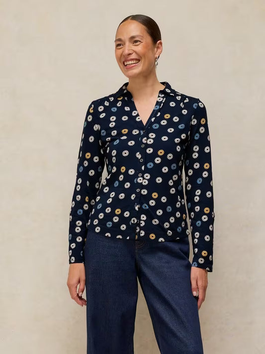 White Stuff - Annie Jersey Shirt - Navy print