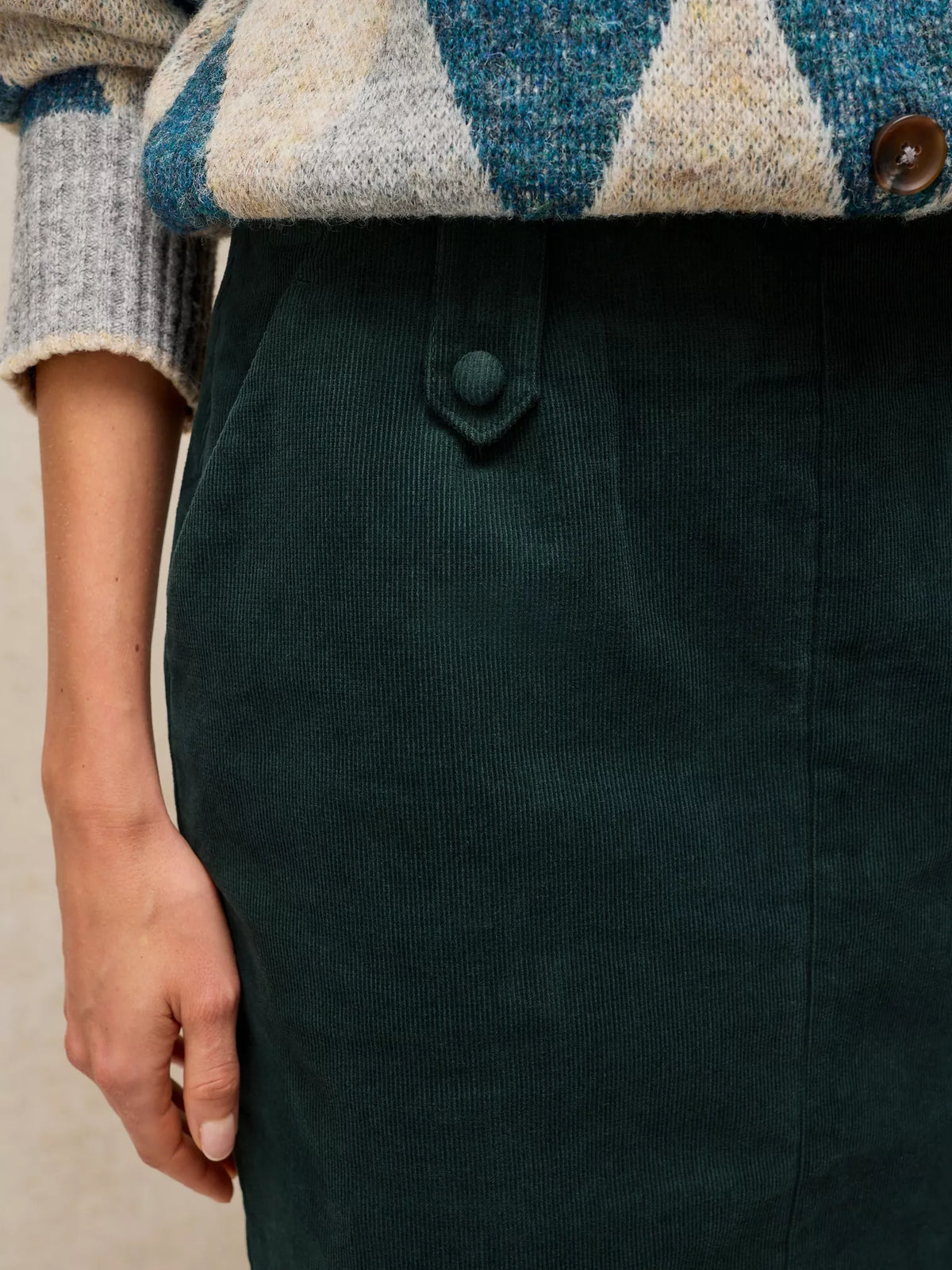White Stuff - Cora cord skirt - dark green