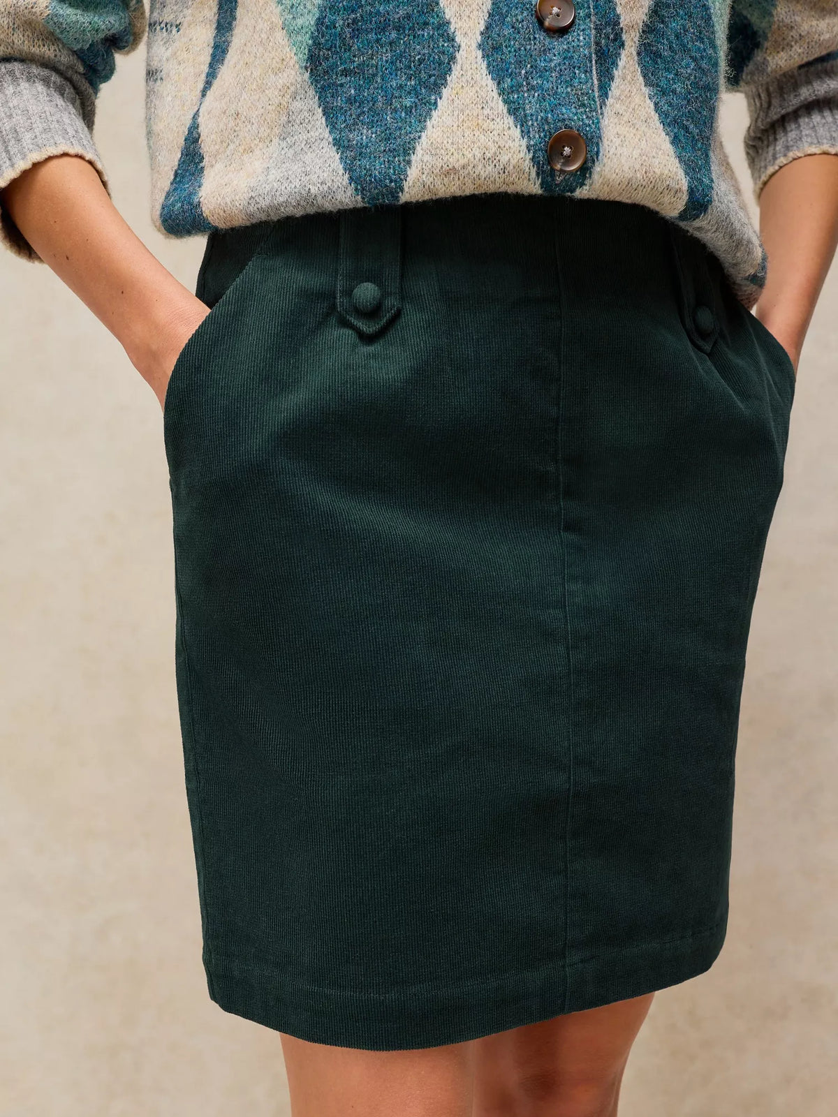 White Stuff - Cora cord skirt - dark green