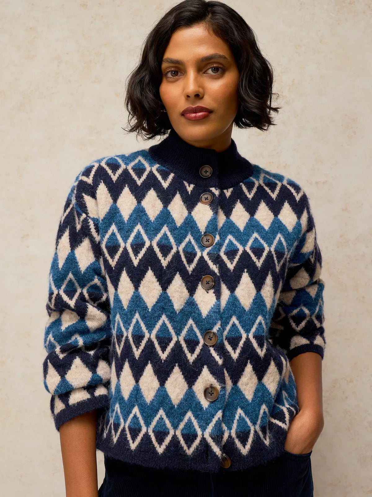 White Stuff - Margot Fairisle cardi - Navy multi