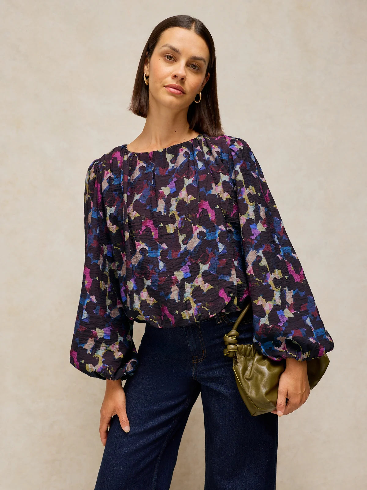White Stuff - Lyra bubble hem top - Pink multi