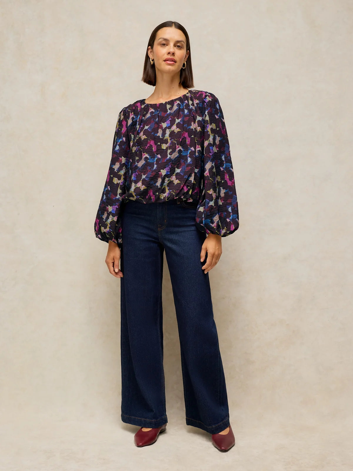 White Stuff - Lyra bubble hem top - Pink multi
