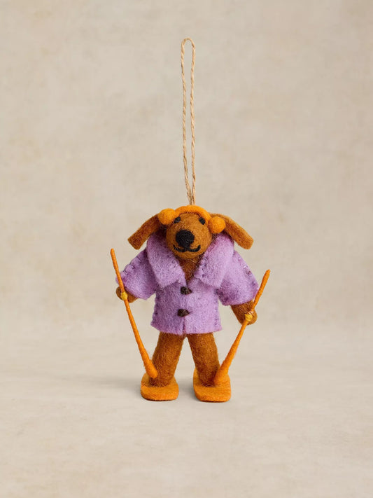 White Stuff - Skiing dog decoration - Orange multi
