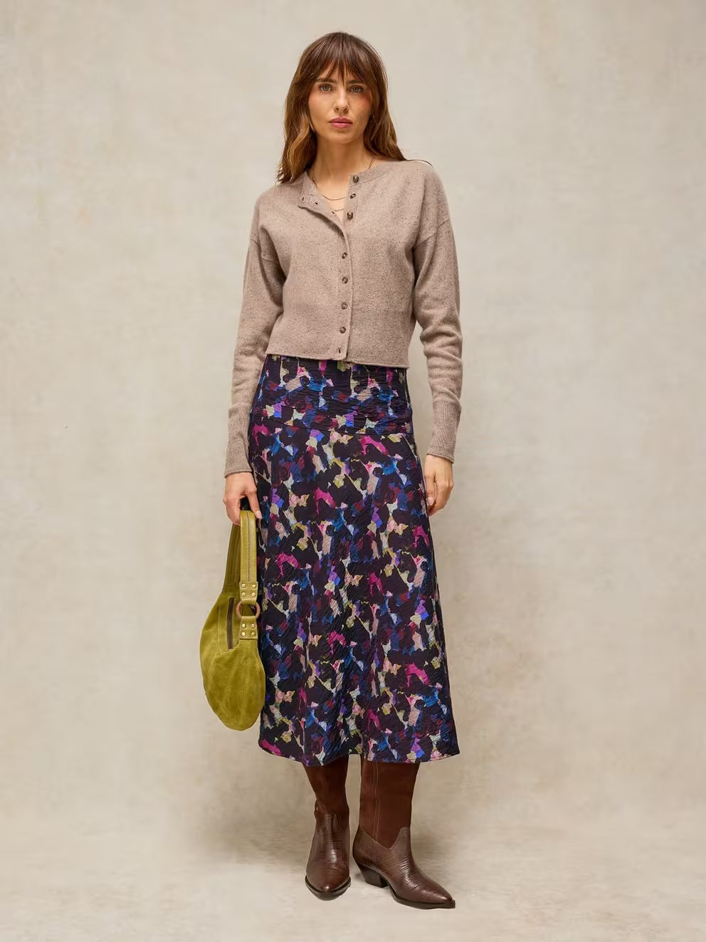 White Stuff - Gianna bias cut midi skirt - Pink multi