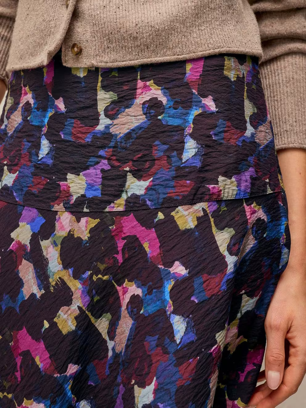 White Stuff - Gianna bias cut midi skirt - Pink multi