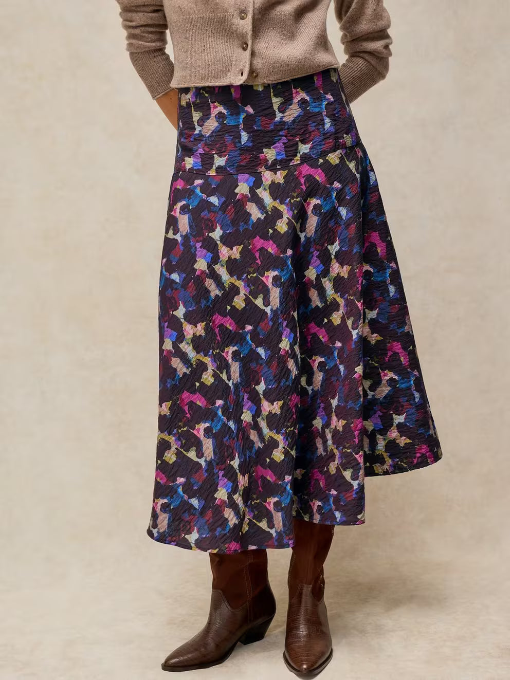 White Stuff - Gianna bias cut midi skirt - Pink multi