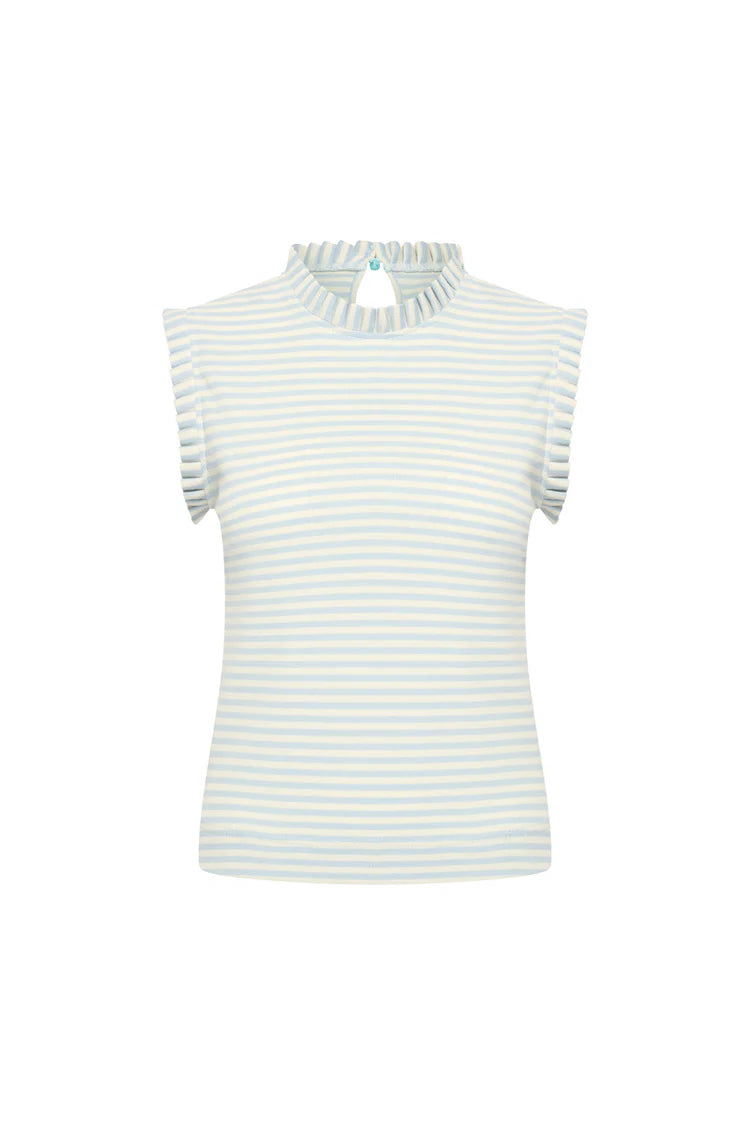 Zilch - Top Ruffle - Two Tone Aqua