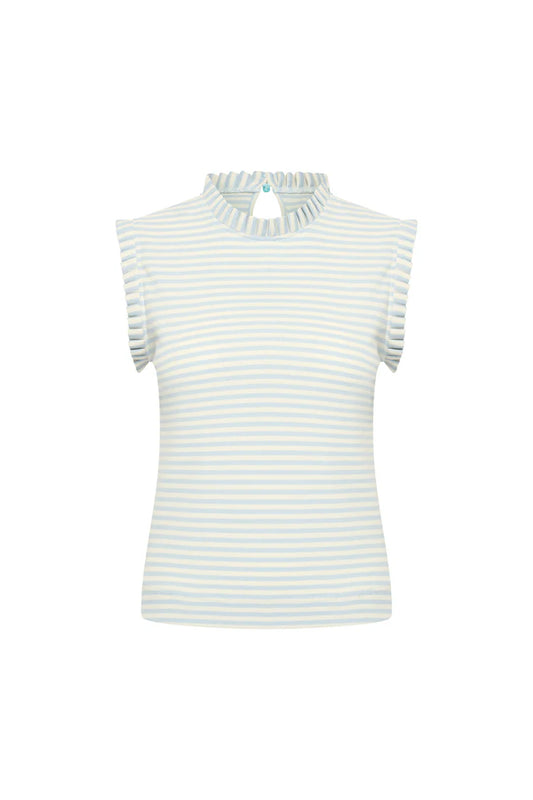 Zilch - Top Ruffle - Two Tone Aqua
