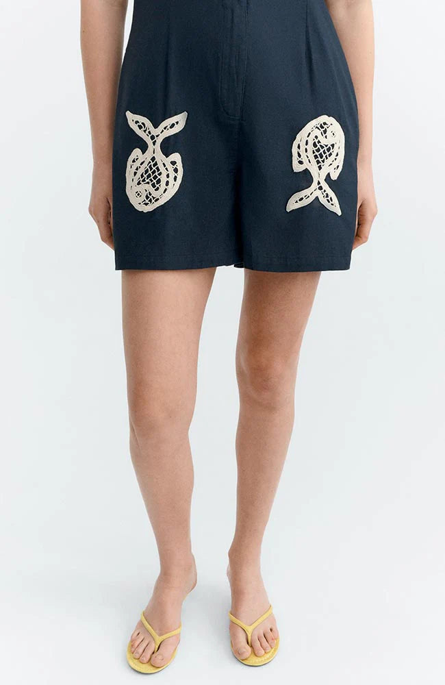 Thinking Mu - Jumpsuit Roberta Fish Patch - Navy
