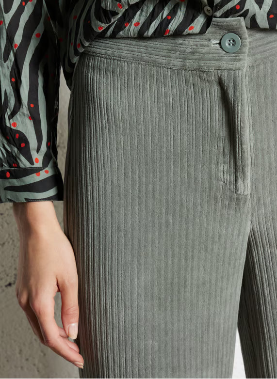 Nice Things - Elastic corduroy pants - smoke green