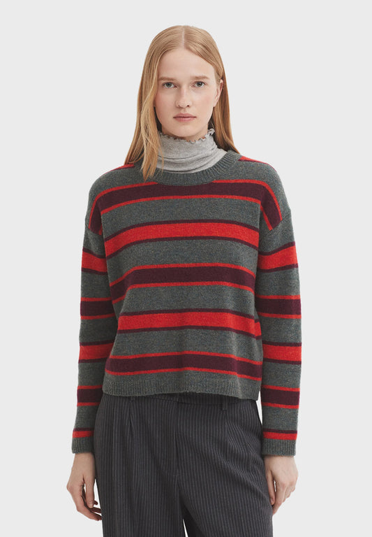 Nice Things - Striped wool sweater - Smoke green