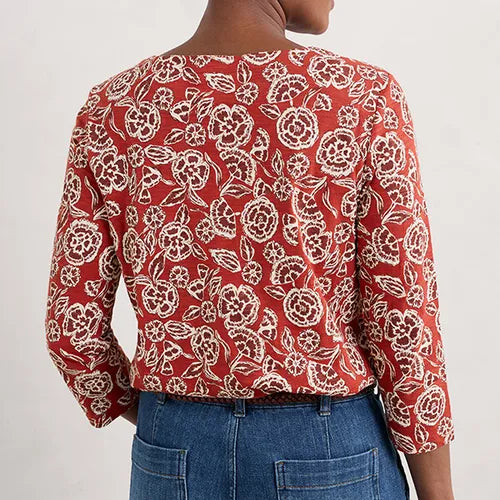 Seasalt - Top - Floral Pattern Brick red