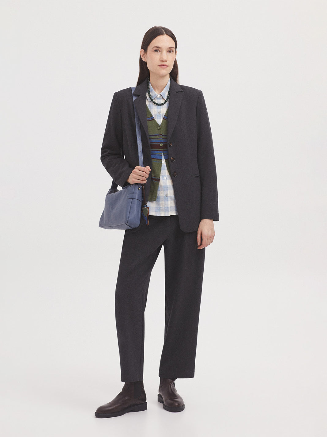 Nice Things - Tin gauge tricolor stripe cardigan - Dark Khaki
