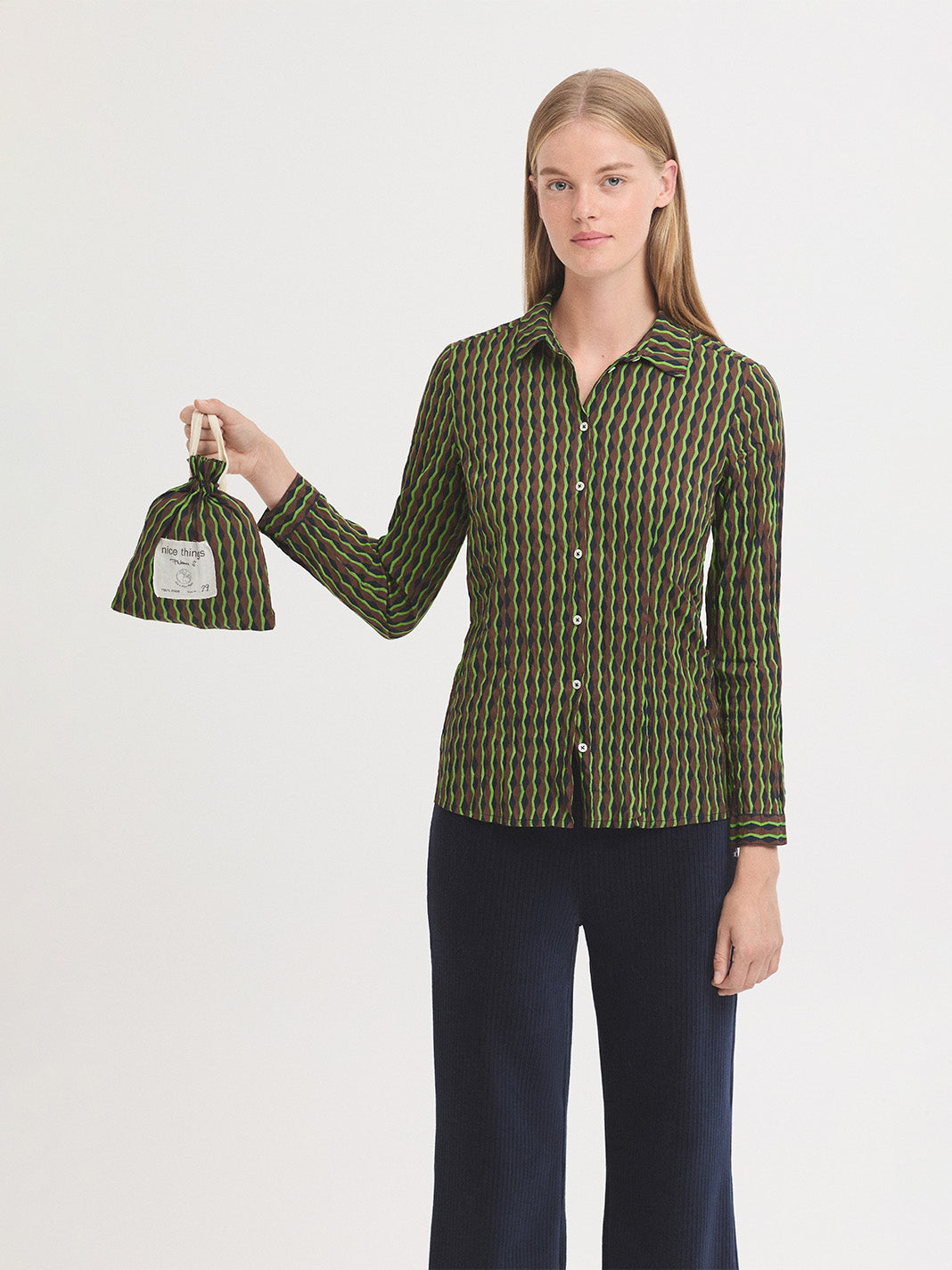 Nice Things - Endless column pannaeu print shirt