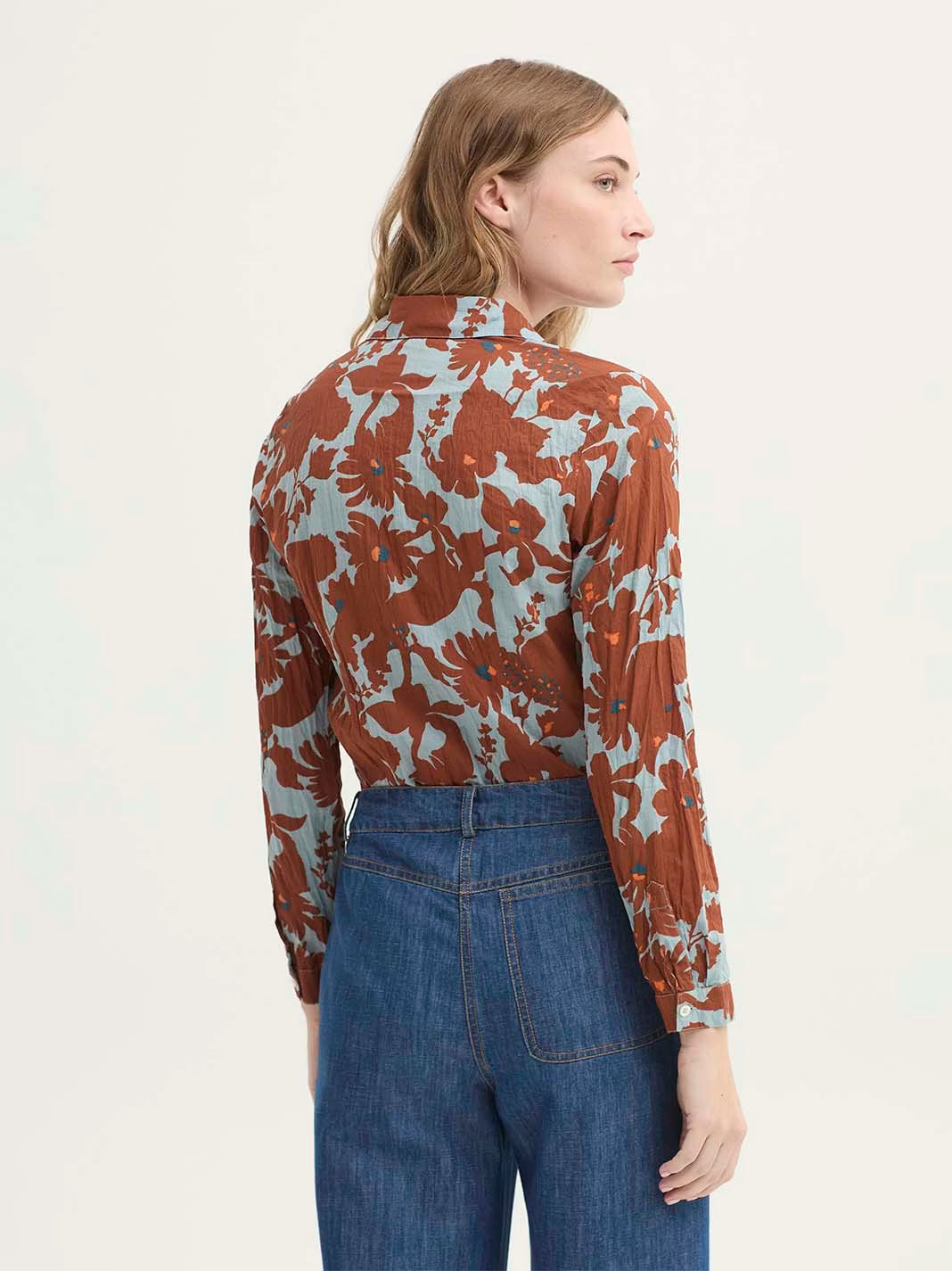 Nice Things - ''Penelope flowers'' basic shirt - Light turquoise