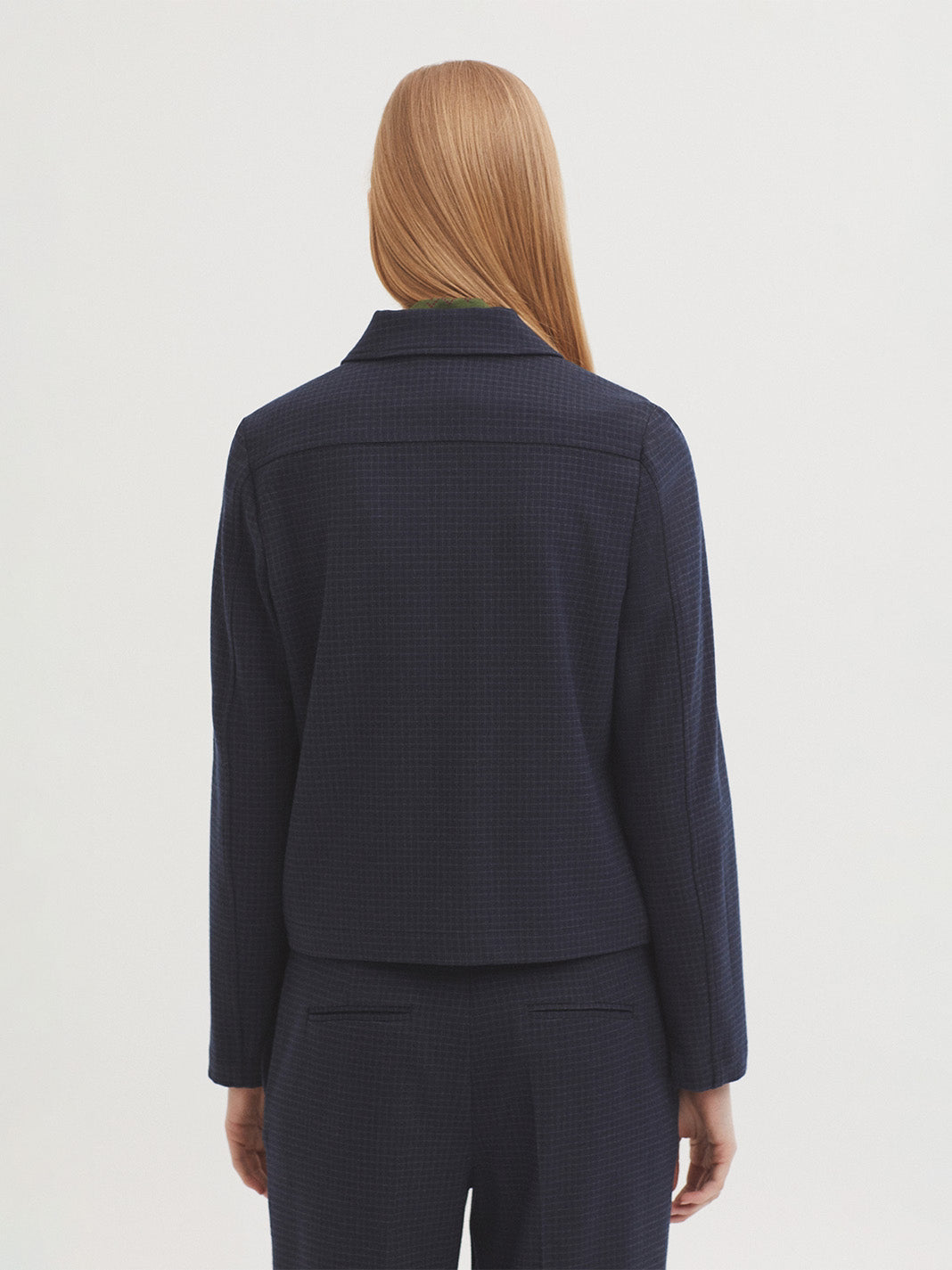 Nice Things - Window check zipper jacket - navy