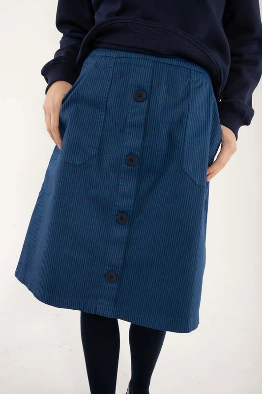 Danefae - Danekage Stretch Canvas Skirt - Warm Blue/Dark Navy