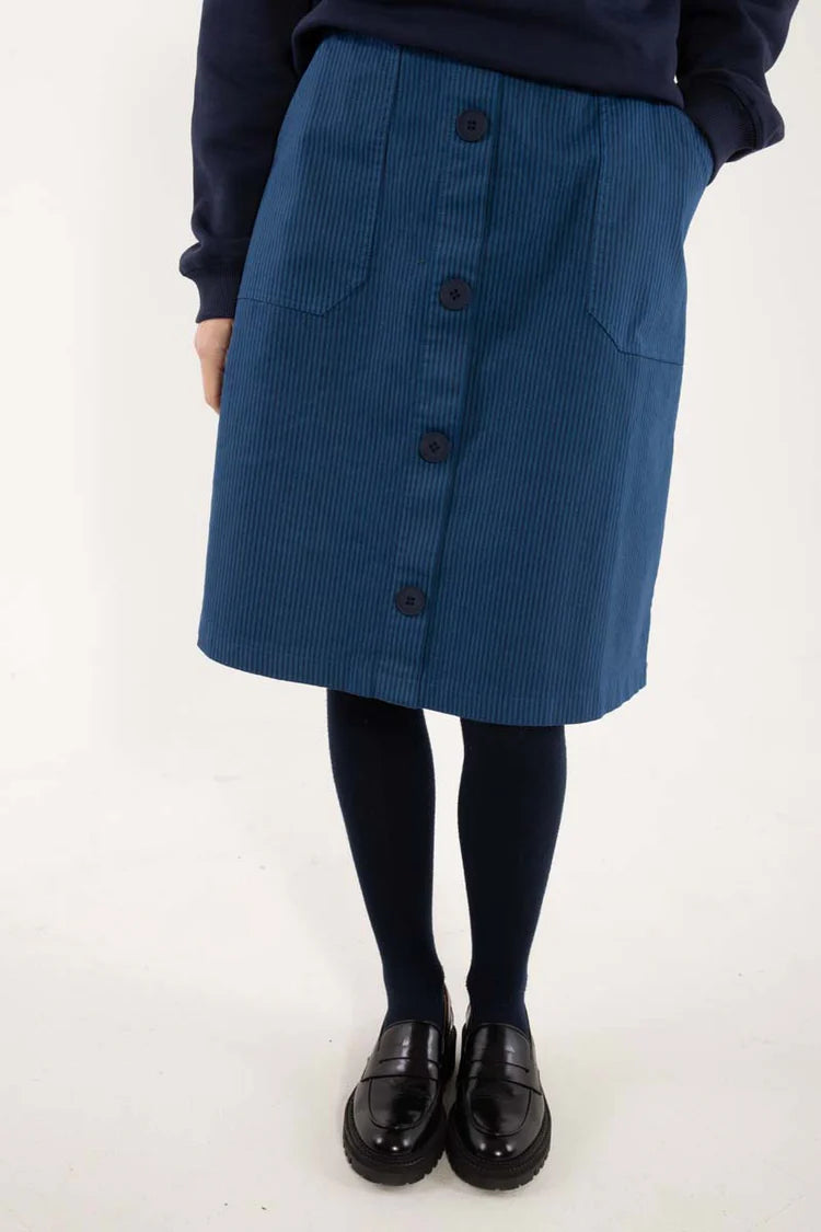 Danefae - Danekage Stretch Canvas Skirt - Warm Blue/Dark Navy
