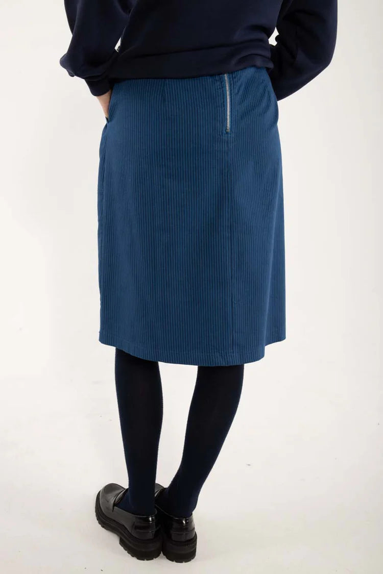 Danefae - Danekage Stretch Canvas Skirt - Warm Blue/Dark Navy