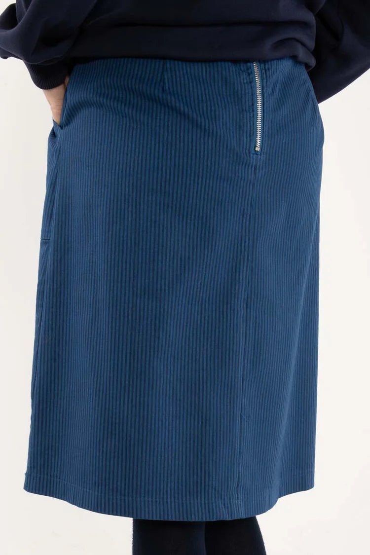 Danefae - Danekage Stretch Canvas Skirt - Warm Blue/Dark Navy