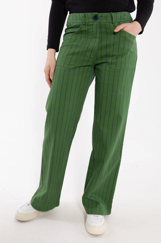 Danefae - Danedaisy Stretch Canvas Pants - Moss Green/Dk Navy