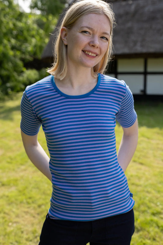 Danefae - Danerolemodel Ribbing Tee - Light Lilac/Warm Blue