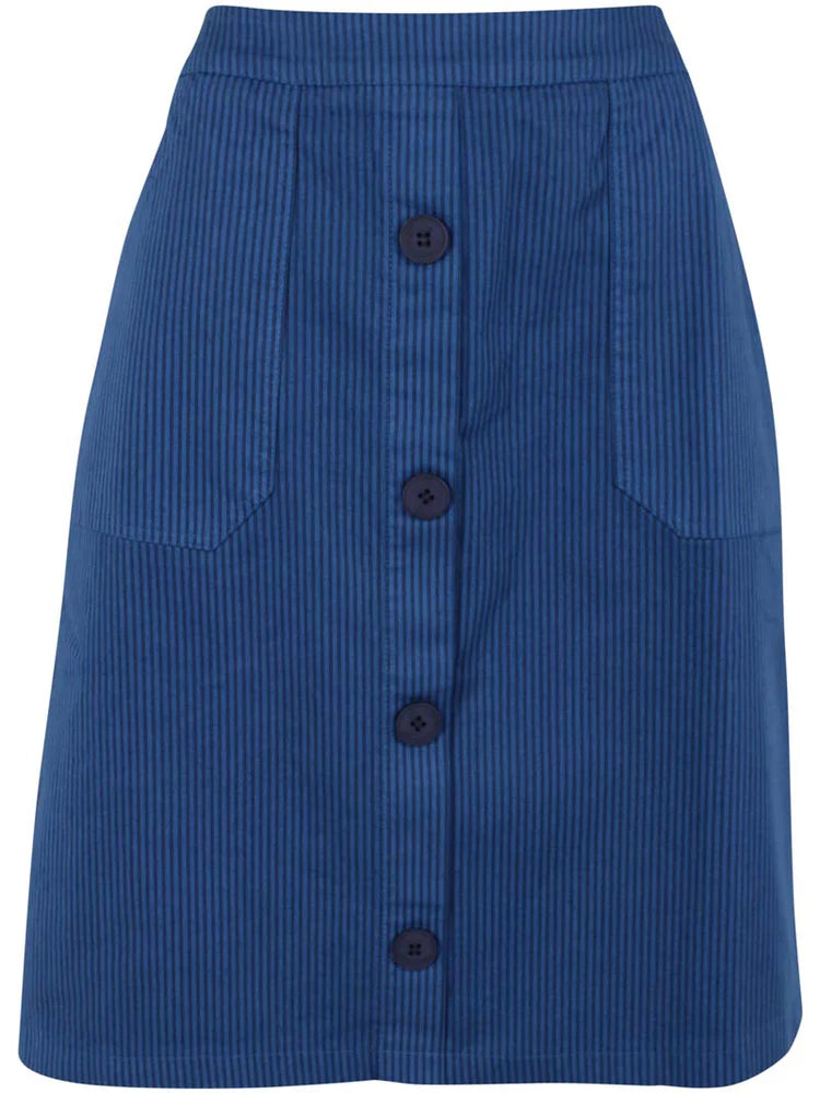 Danefae - Danekage Stretch Canvas Skirt - Warm Blue/Dark Navy