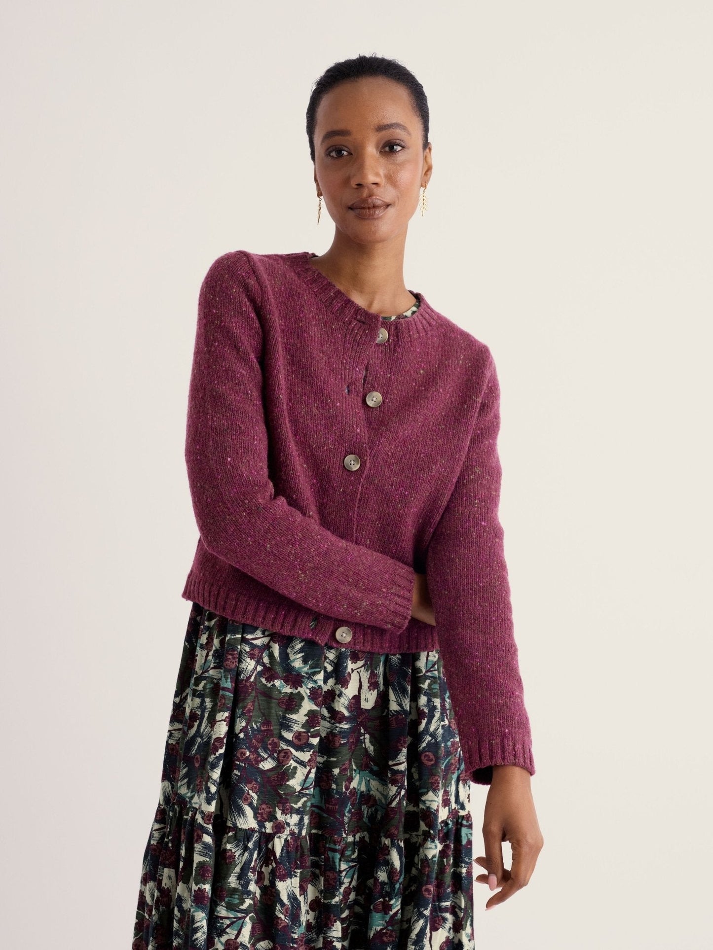 Seasalt Cornwall - Dawson Pick Cardigan Made With Merino - Dark hellebore