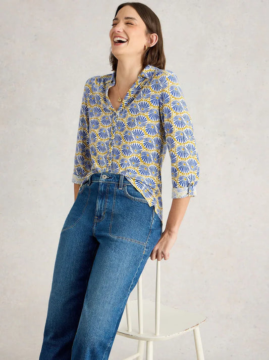 White Stuff - Annie Jersey Shirt - blue print