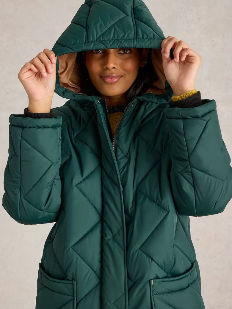 white Stuff - Sloane Quilted Coat - Dark Green